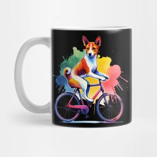 Watercolor Basenji Biking Mug